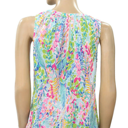 Lilly Pulitzer Essie Multi Catch The Wave Printed Tank Blouse Top