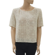 Des Petits Hauts Jacob Shimmer Lace Blouse Cropped Top