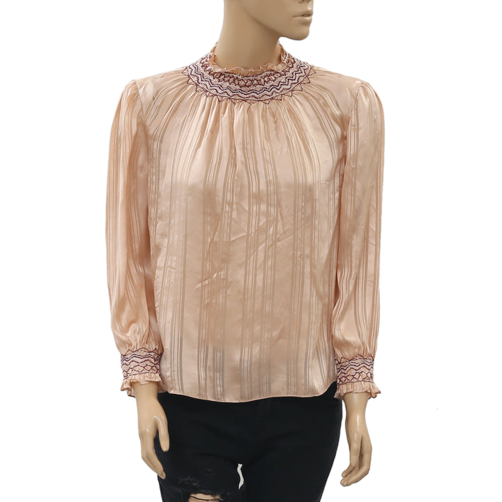 Ulla Johnson Geri Embroidered Silk Blouse Top