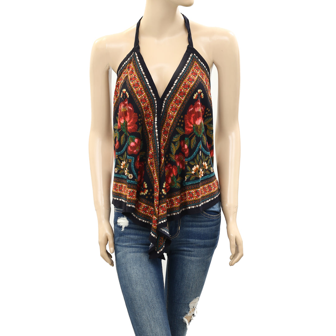 Farm Rio Anthropologie Printed Knot Tank Blouse Top