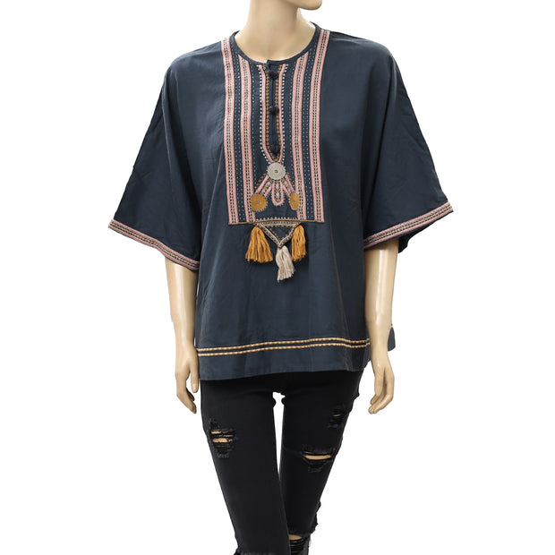 Zara Women Embroidered Tunic Top M