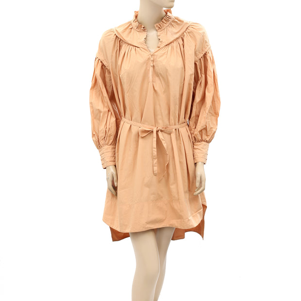 Ulla Johnson Solid Cotton Ruffle Mini Dress