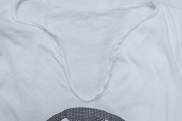Zadig &amp; Voltaire Tunisien MC 骷髅铆钉 T 恤上衣