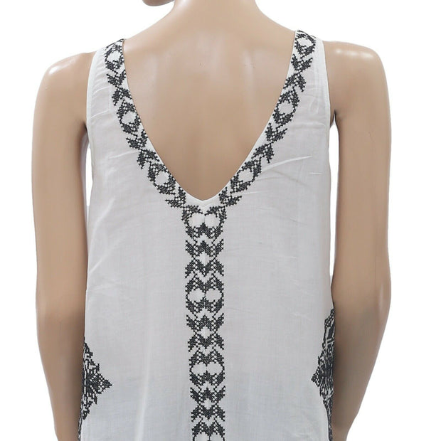 Lucky Brand Womens Blouse Blue White Size Small Sleeveless Scoop