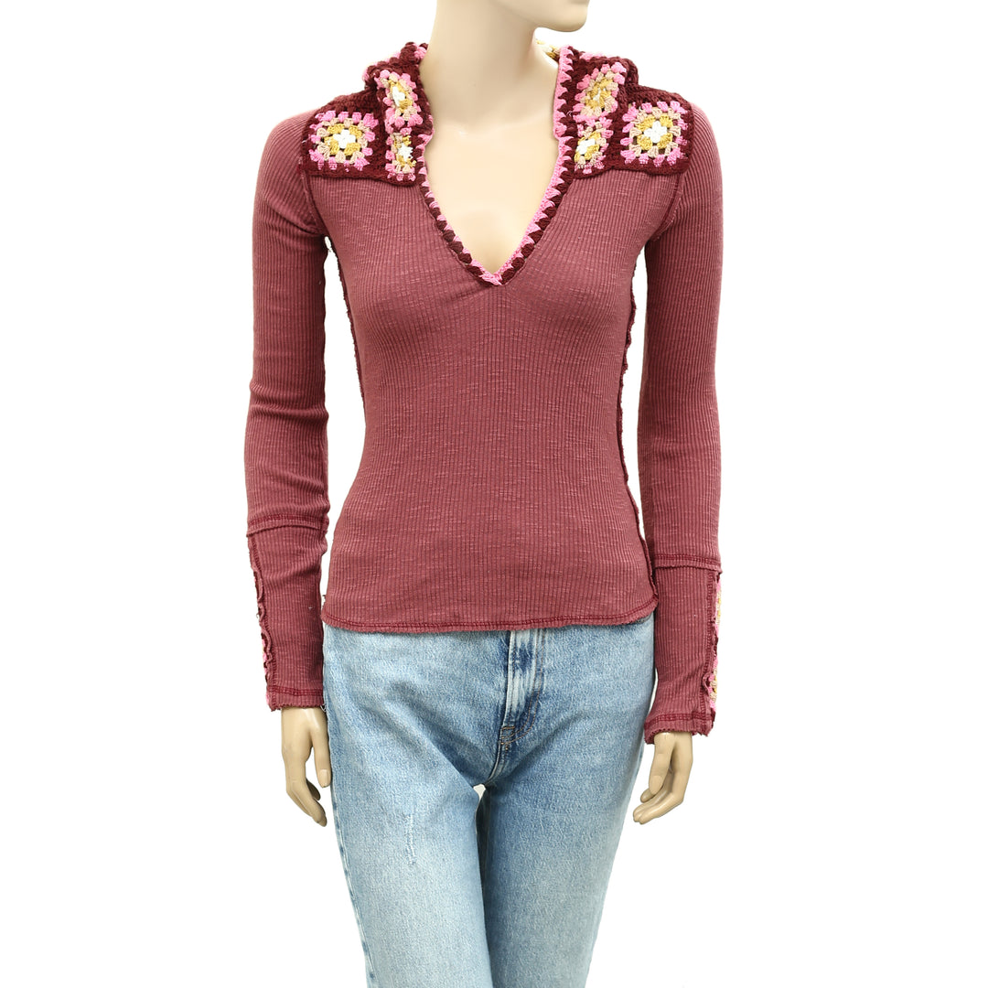 Free People Roswell Cuff Blouse Top