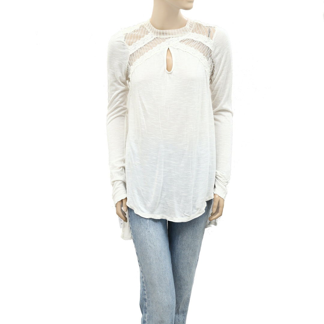 Free People New Romantics Ruby Jane Tee Ivory Tunic Top