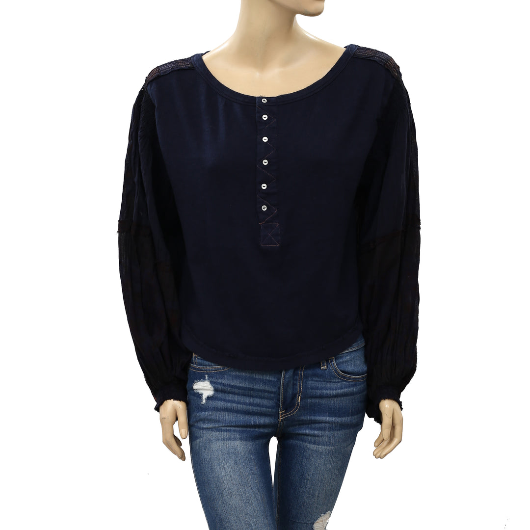 Free People Light Magic Henley Blouse Top