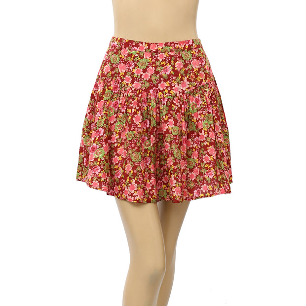 Free People Floral Printed High Waisted Mini Skirt