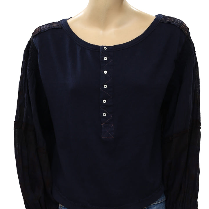 Free People Light Magic Henley Blouse Top