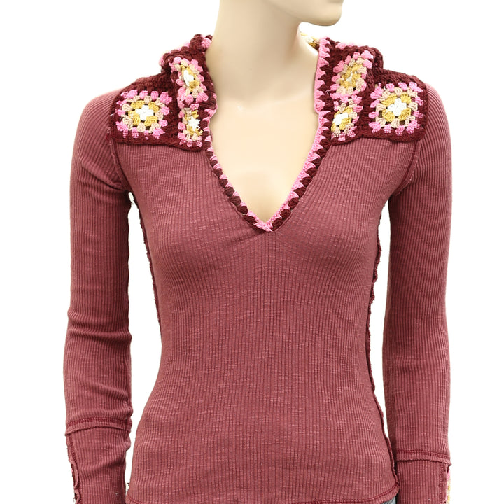 Free People Roswell Cuff Blouse Top