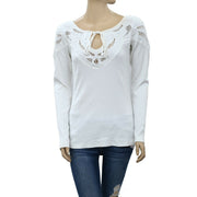 Free People With Love Lace Detail Embroidered Top