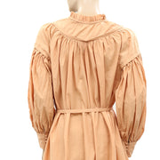 Ulla Johnson Solid Cotton Ruffle Mini Dress