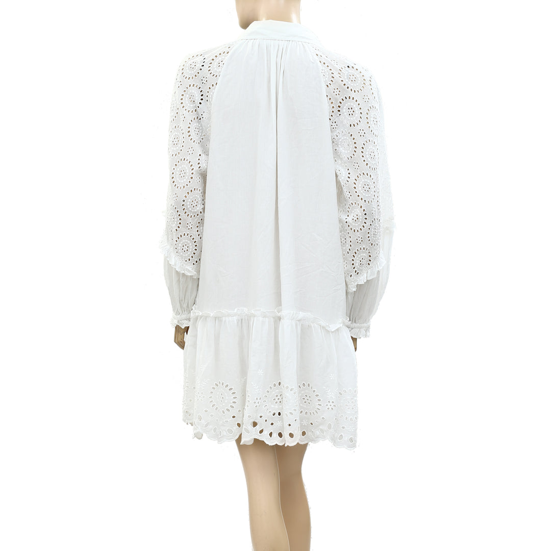 kate hudson mini dress HappyXNatura Kate Hudson Ruffle Mini Dress Cotton Lace Green Tiered S 225968