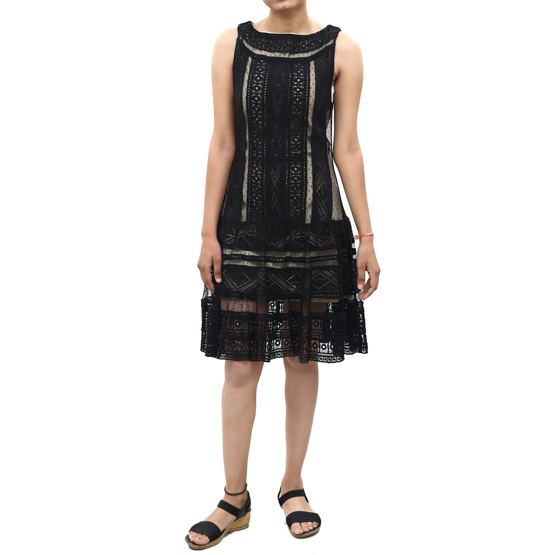Alice + Olivia Wendie Boat Neck Drop Waist Mixed Lace Mini Dress White Chocolate Couture Alice + Olivia Wendie Boat Neck Drop Waist Mixed Lace Mini Dress White Chocolate Couture