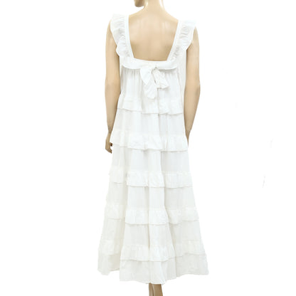 HappyXNature Kate Hudson Ruffle Solid Smocked Long Maxi Dress