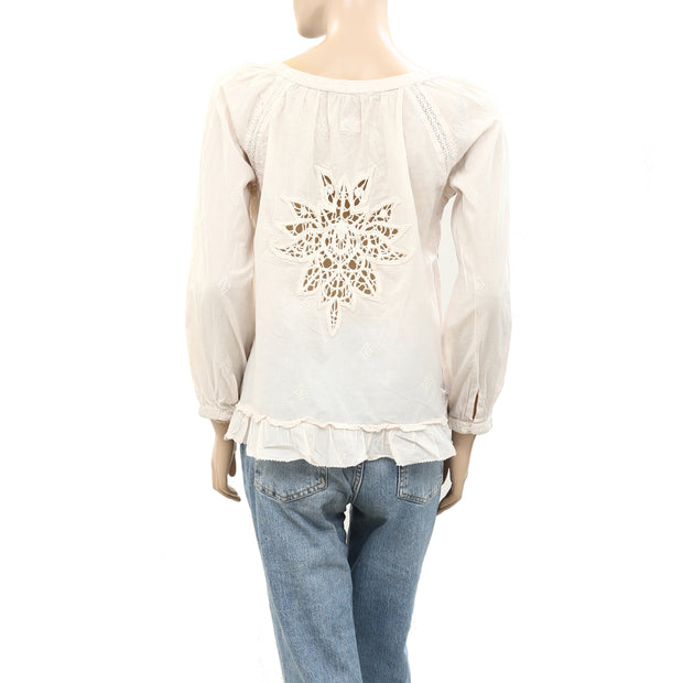 Odd Molly Anthropologie Crochet Lace Embroidered Blouse Top