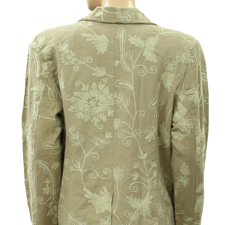 Coldwater Creek Floral Embroidered Tan Jacket Top M