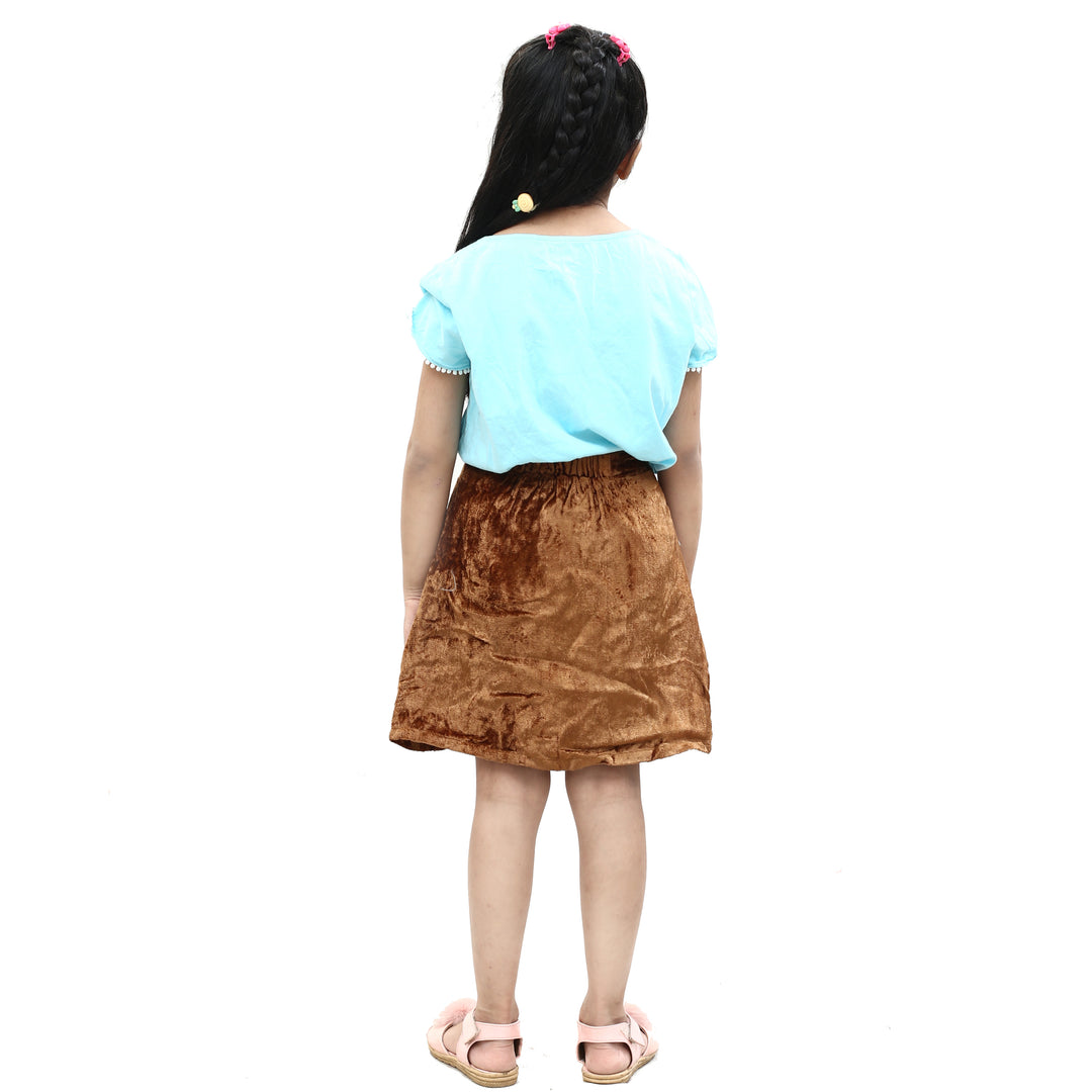 Antik Batik Girls Kids Solid Velvet Skirt 6 Years