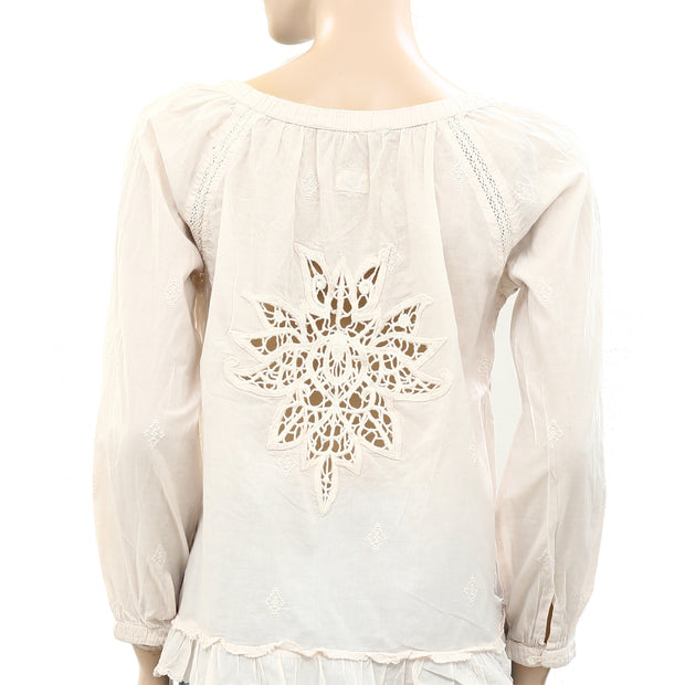 Odd Molly Anthropologie Crochet Lace Embroidered Blouse Top