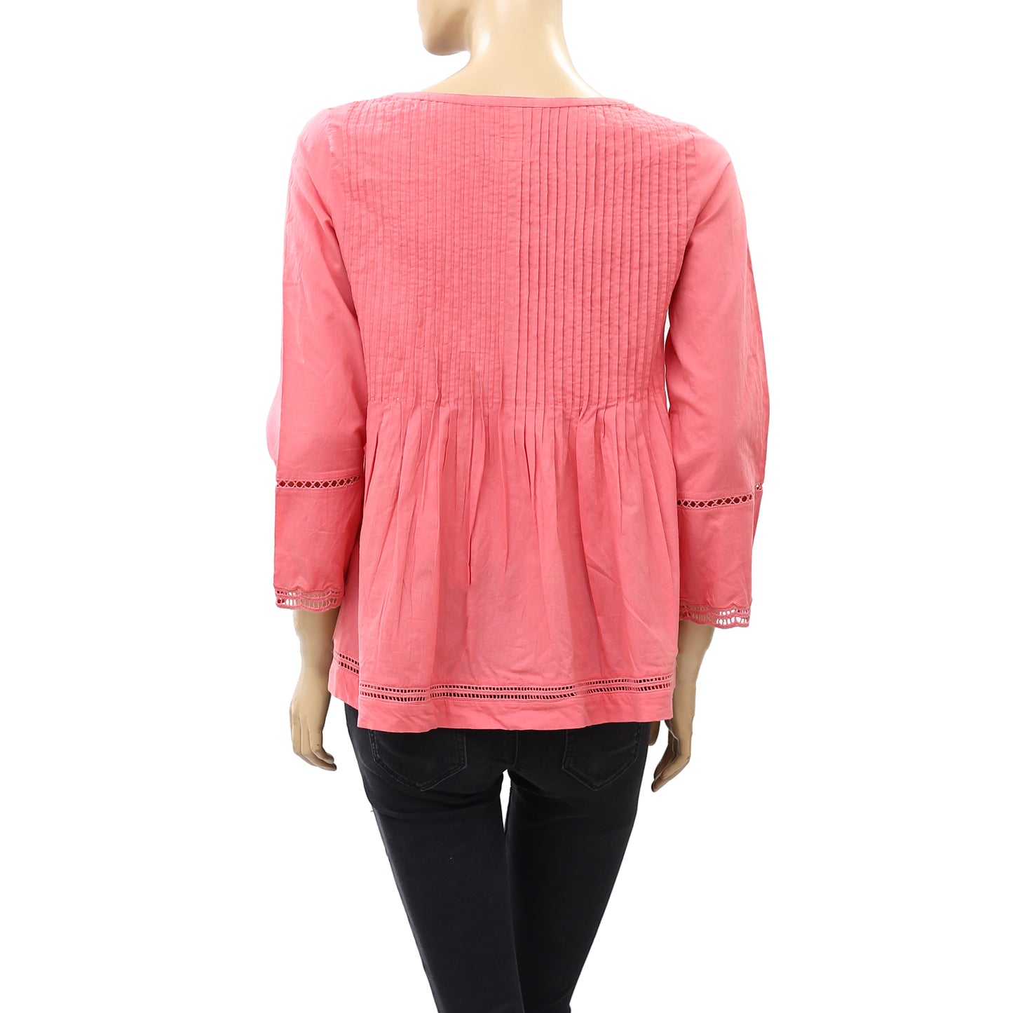Odd Molly Anthropologie Ladder Lace Pink Blouse Top