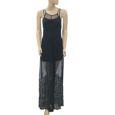 Abercrombie & Fitch Lace Embroidered Slip Maxi Dress