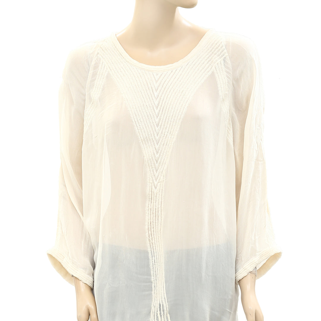 IRO Oprah Embroidered Beige Tunic Top