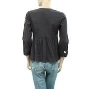 Odd Molly Anthropologie Buttondown Ruffle Lace Blouse Top