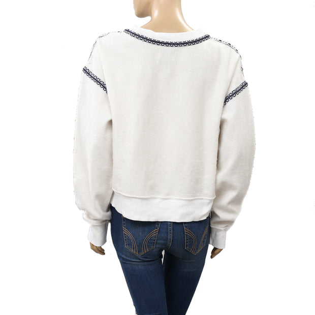 Urban Outfitters Fleece Embroidered Sweatshirt Top