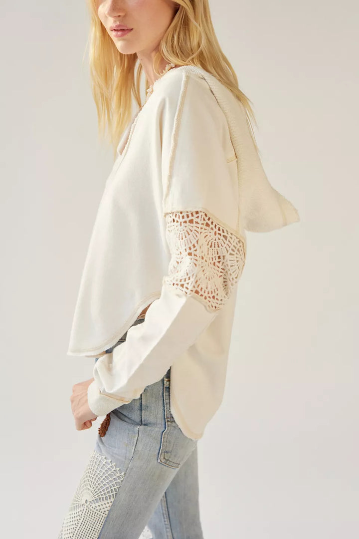 BDG Urban Outfitters Bowen Crochet Hoodie Sweatshirt Top