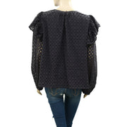 Happyxnature Kate Hudson Eyelet Embroidered Blouse Top