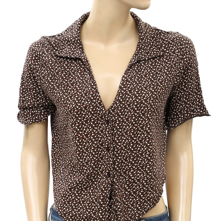 Urban Outfitters Miranda Knotted Button-Down Shirt Cropped top M