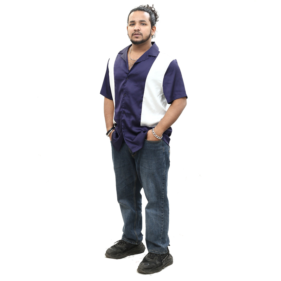 ASOS DESIGN Men's Satin Contrast Panels Shirt