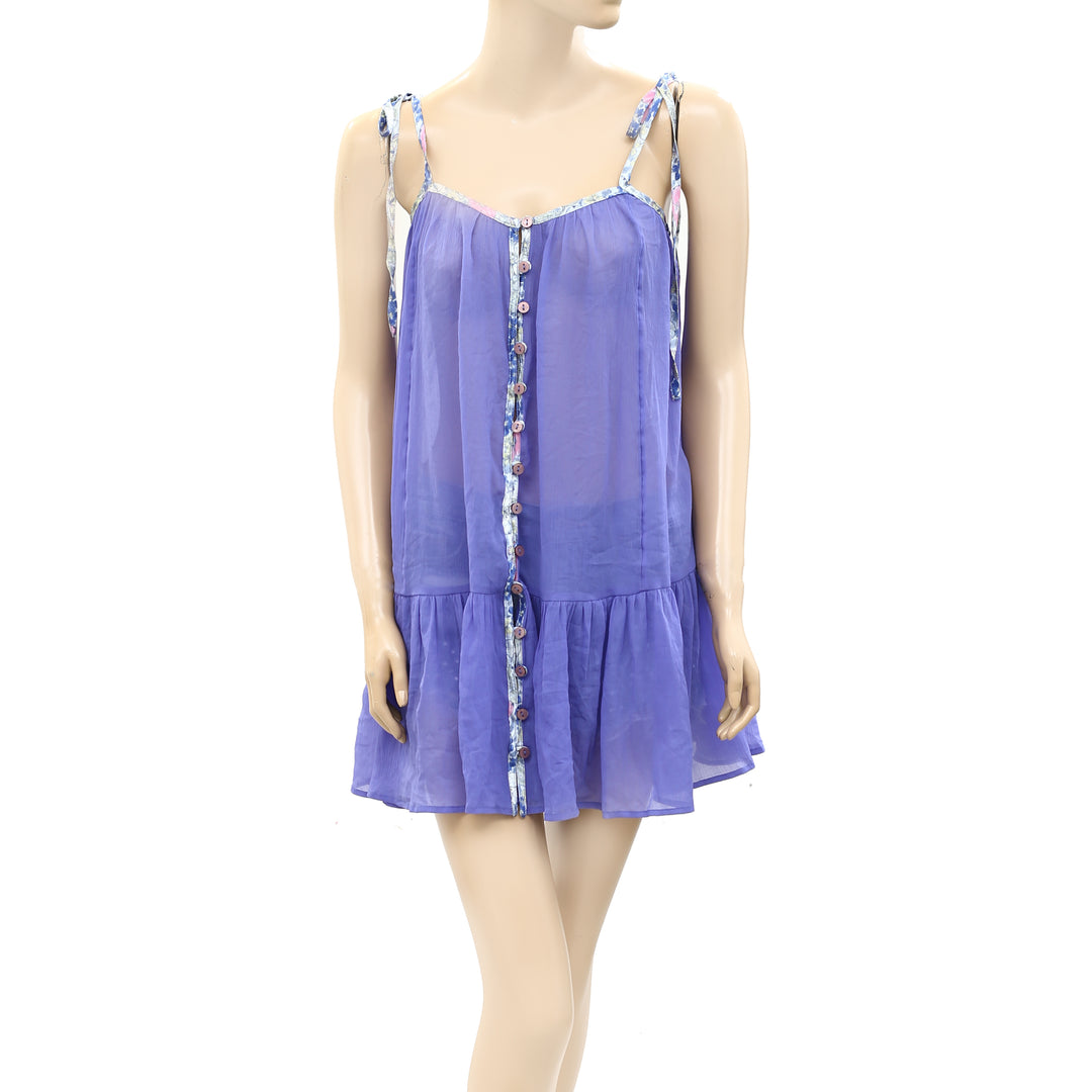 free people lilac mini dress Free People Turning Heads Printed lilac mini dress tie strap M