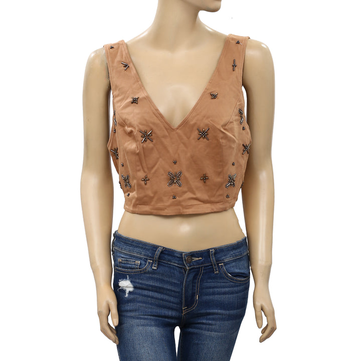 Free People Magic in the Moment Bead Embellished Crop Top