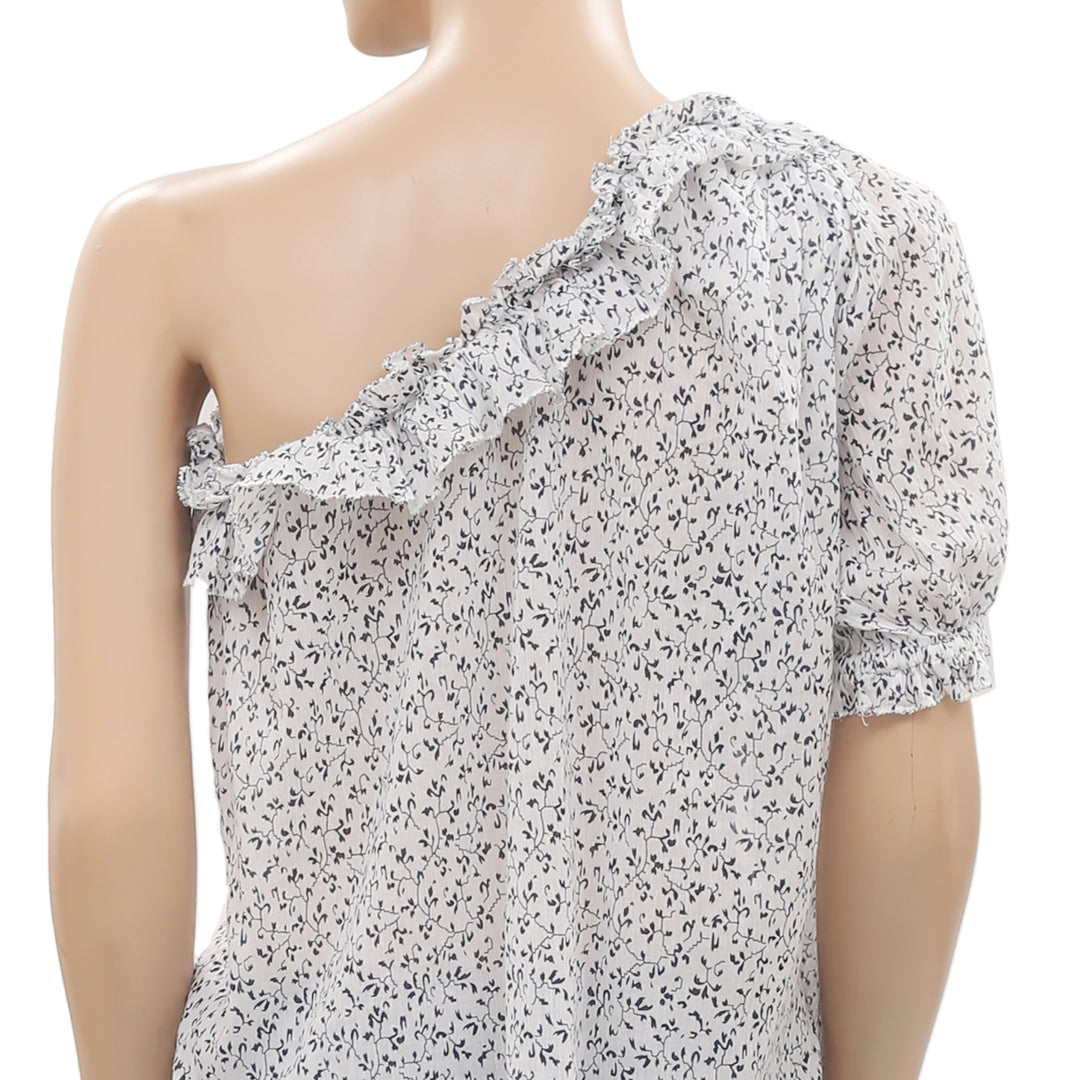 Ulla Johnson Alene Printed Ruffle Blouse Top