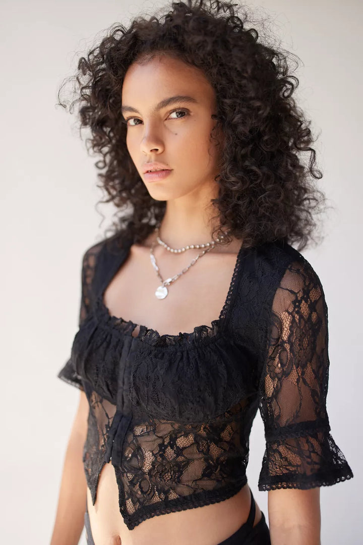 Urban Outfitters UO Jacqueline Lace Cropped Top S