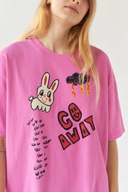 Urban Outfitters Go Away Embroidered T-Shirt Tunic Top