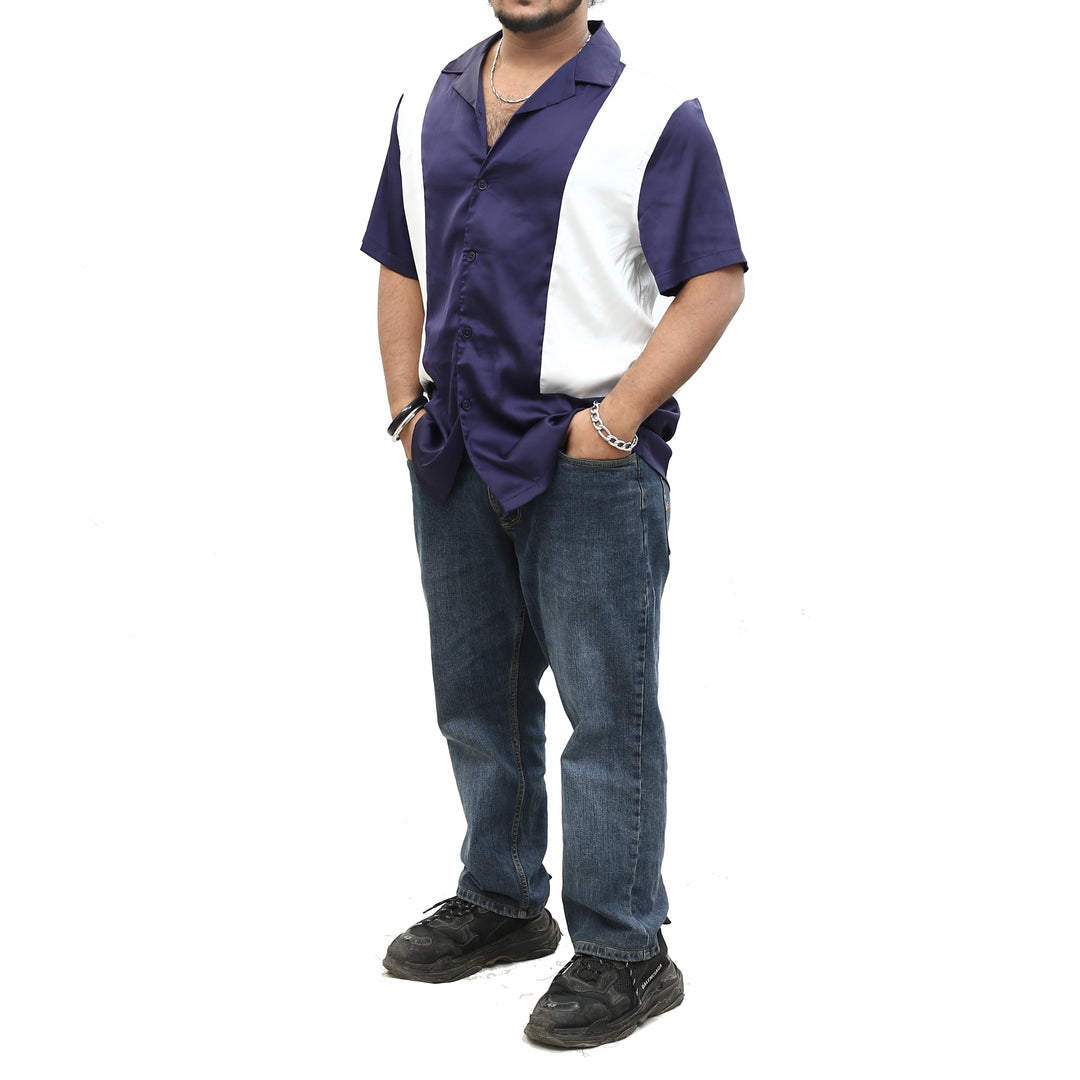 ASOS DESIGN Men's Satin Contrast Panels Shirt