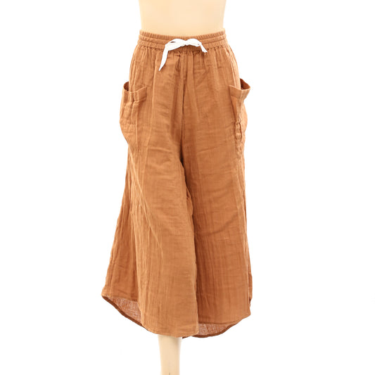 Free People Endless Summer Brown Gouzy Solid Cargo Pants