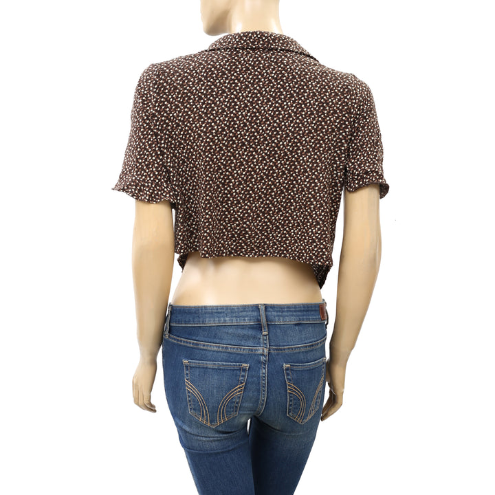 Urban Outfitters Miranda Knotted Button-Down Shirt Cropped top M