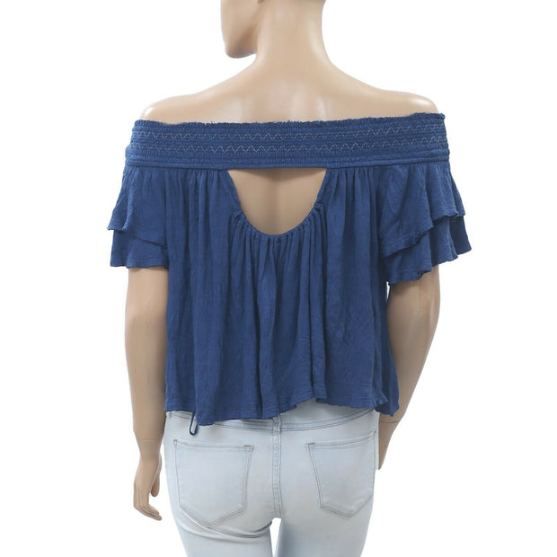 Free People Women's Santorini Blue Blouse Top