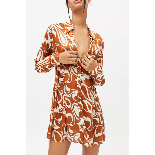 Urban Outfitters UO Renee Printed Button-Down Shirt Mini Dress