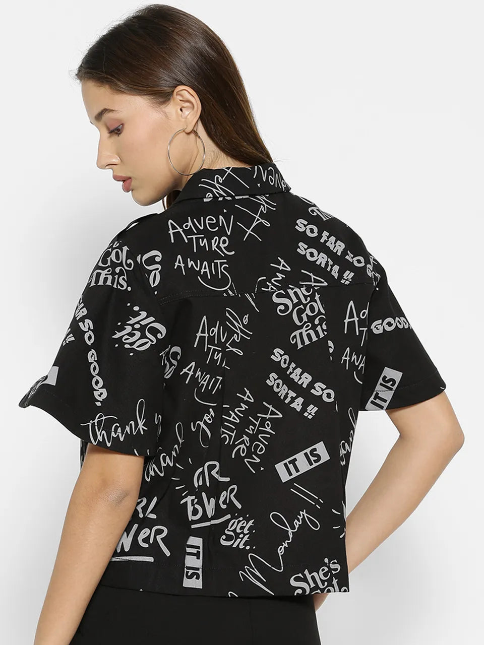 Forever 21 Printed Graphic Jacket Blouse Top