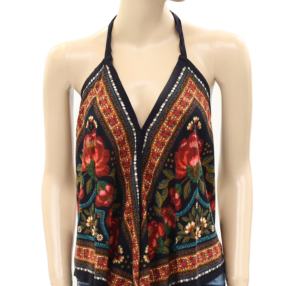 Farm Rio Anthropologie Printed Knot Tank Blouse Top