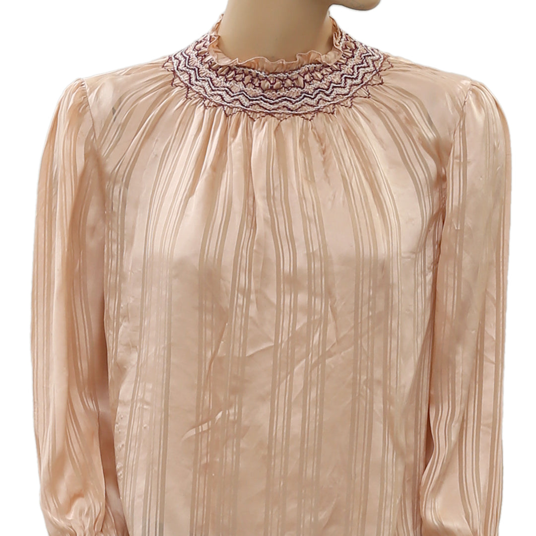 Ulla Johnson Geri Embroidered Silk Blouse Top