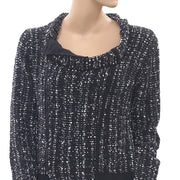 BCBGMAXAZRIA Knitted Tweed Sweater Top