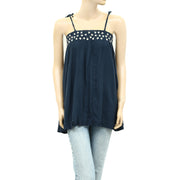 Anthropologie Floral Embroidered Smocked Cami Tunic Top