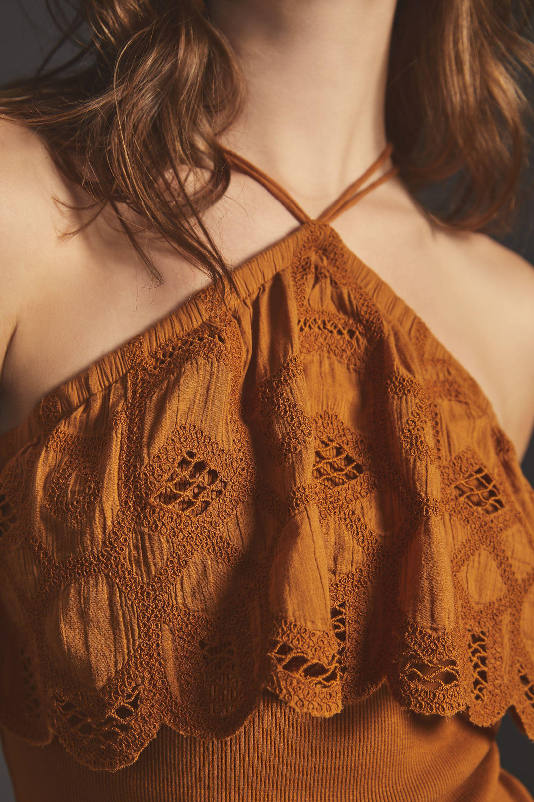 Anthropologie Ruffled Halter Tank Blouse Top
