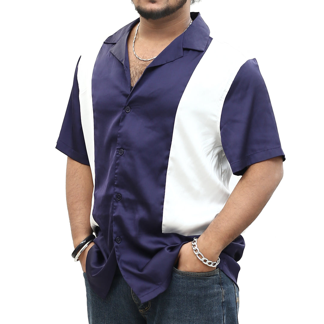 ASOS DESIGN Men's Satin Contrast Panels Shirt