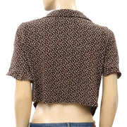 Urban Outfitters Miranda Knotted Button-Down Shirt Cropped top M